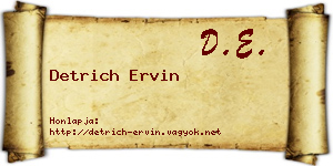 Detrich Ervin névjegykártya